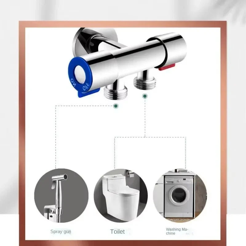 Toilet cleaning gun set one inlet and two outlet angle valve booster gun bathroom