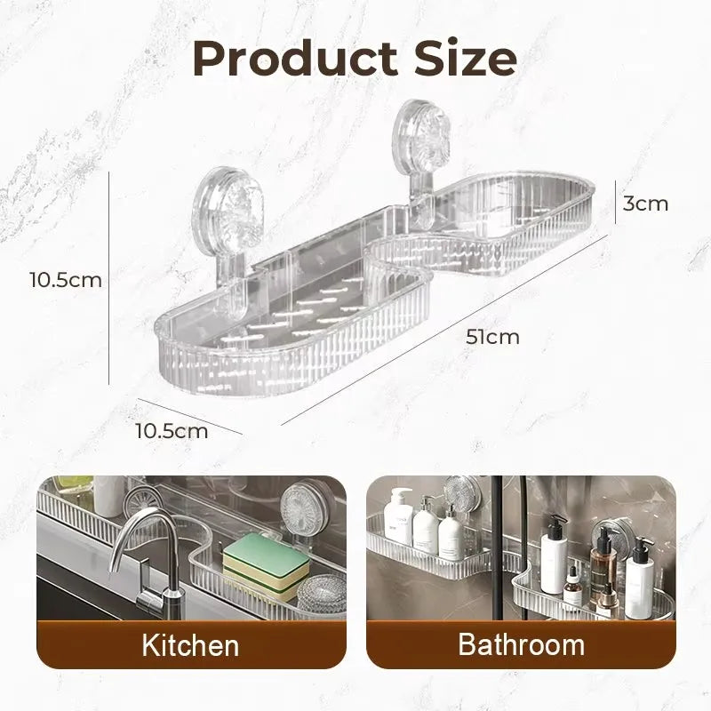 Shower Suction Cup Shelf Basket Light Glacier Pattern bathrm Organizer Storage Rotating To Suck Remove