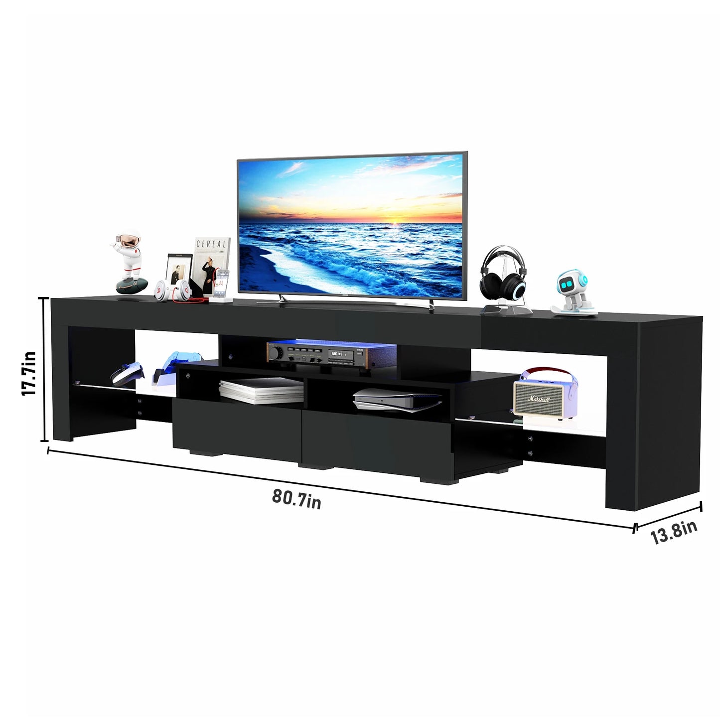 LED TV Stand with 20 Color Lights and Storage Drawers