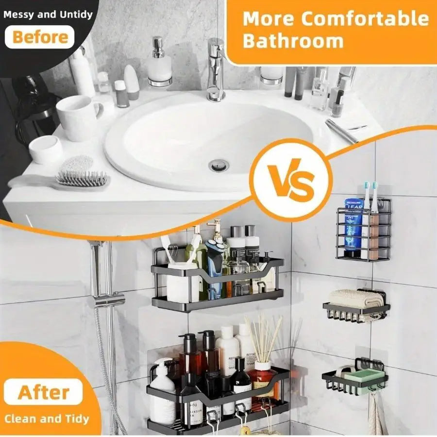 Rustproof Stainless Steel Adhesive Shower Caddy No Drilling