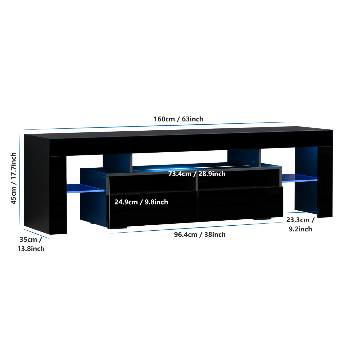 LED TV Stand with 20 Color Lights and Storage Drawers