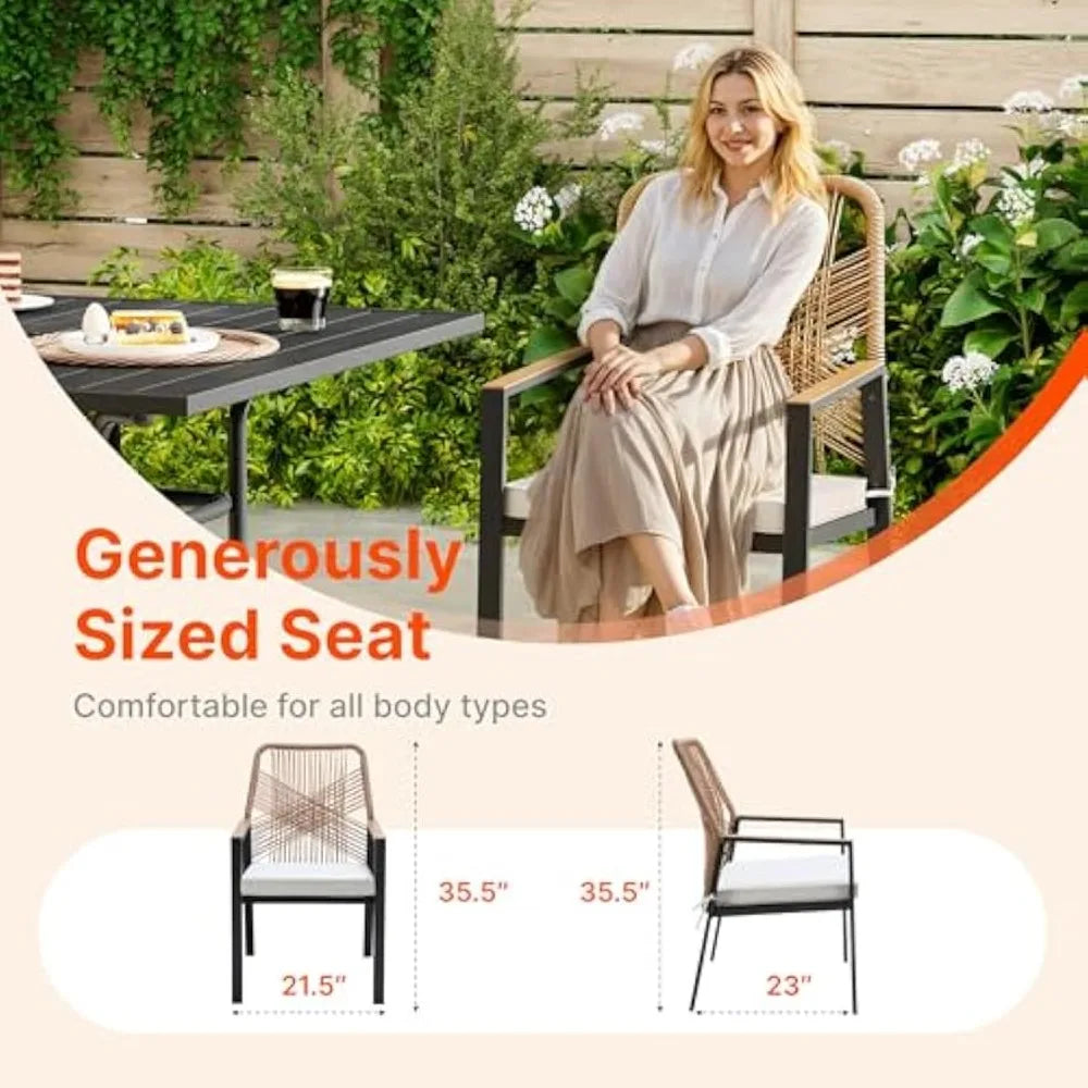 Angduo Five Piece Patio Dining Set Rattan Table Chairs