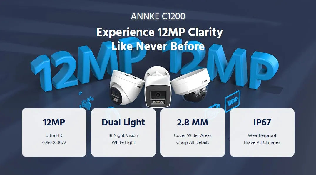 ANNKE 12MP 3K PoE IP67 Security Camera With Dual Light