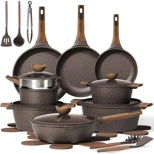 CAROTE 26PCS Pots and Pans Set Non Stick Cookware Set for Induction Cooking PFOA Free Nonstick Kitchen Cookware with Durable Co