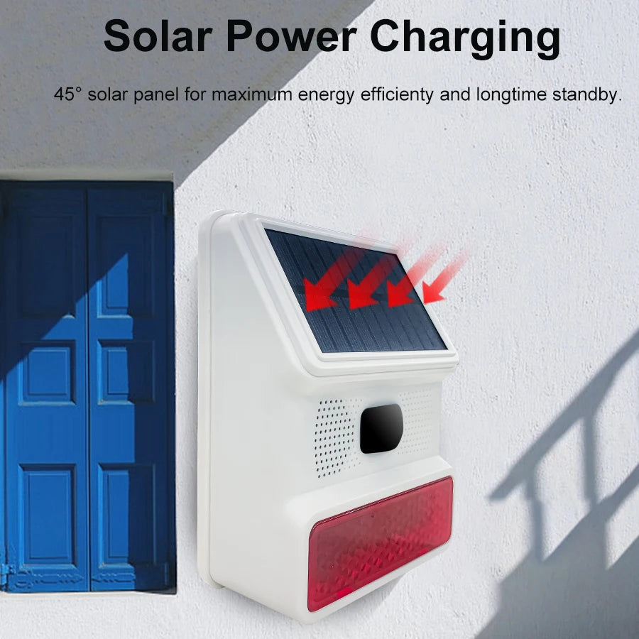 PGST Outdoor Solar Sound And Light Alarm With A Motion Sensor Blares At 100 Decibels,433MHz,For Home Anti-Theft,home Security