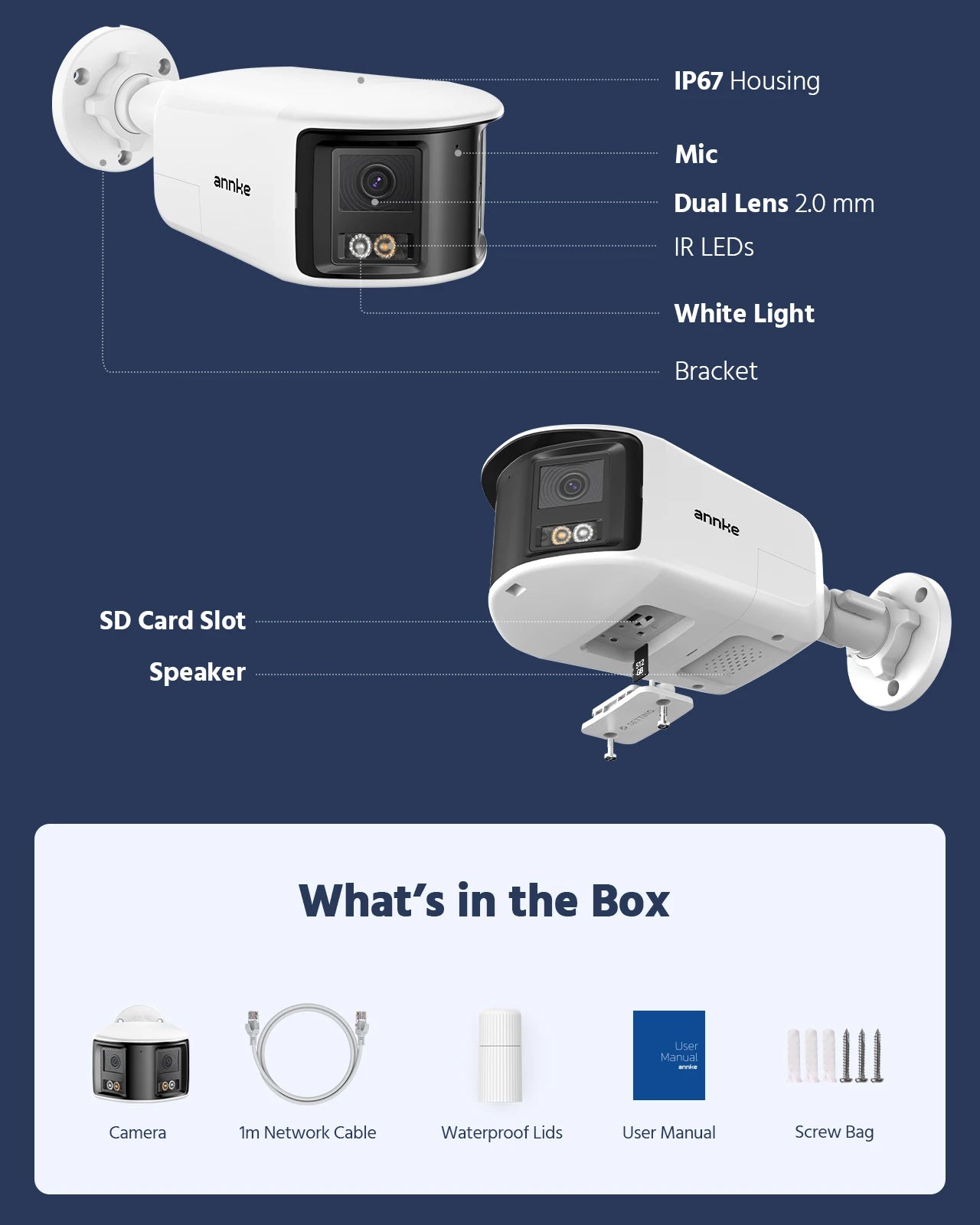 ANNKE 8MP Panoramic Outdoor PoE Camera 180 Dual Lens