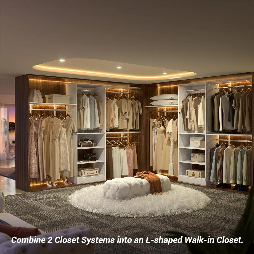 Eight Foot Closet System With Shelves And Hanging Rods