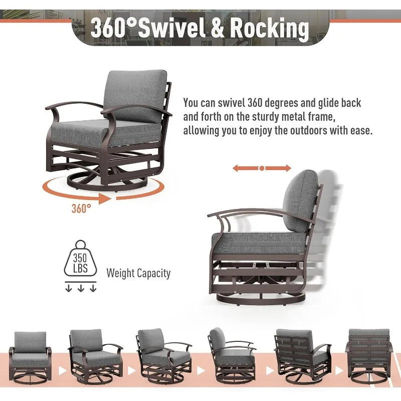 Aluminum Patio Furniture Set 4-Seat Modern Metal Outdoor Conversation Sets w/45in Propane Fire Pit