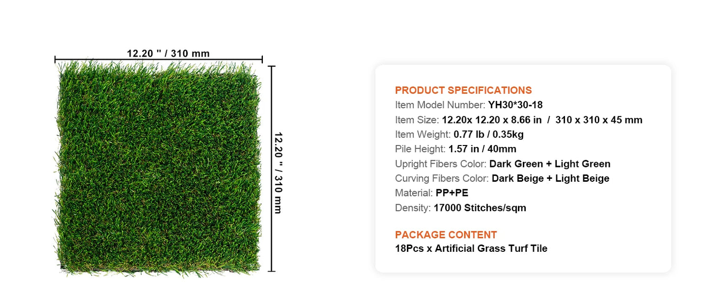 Artificial Grass Rug Outdoor Door Mat Drainage Holes Patio