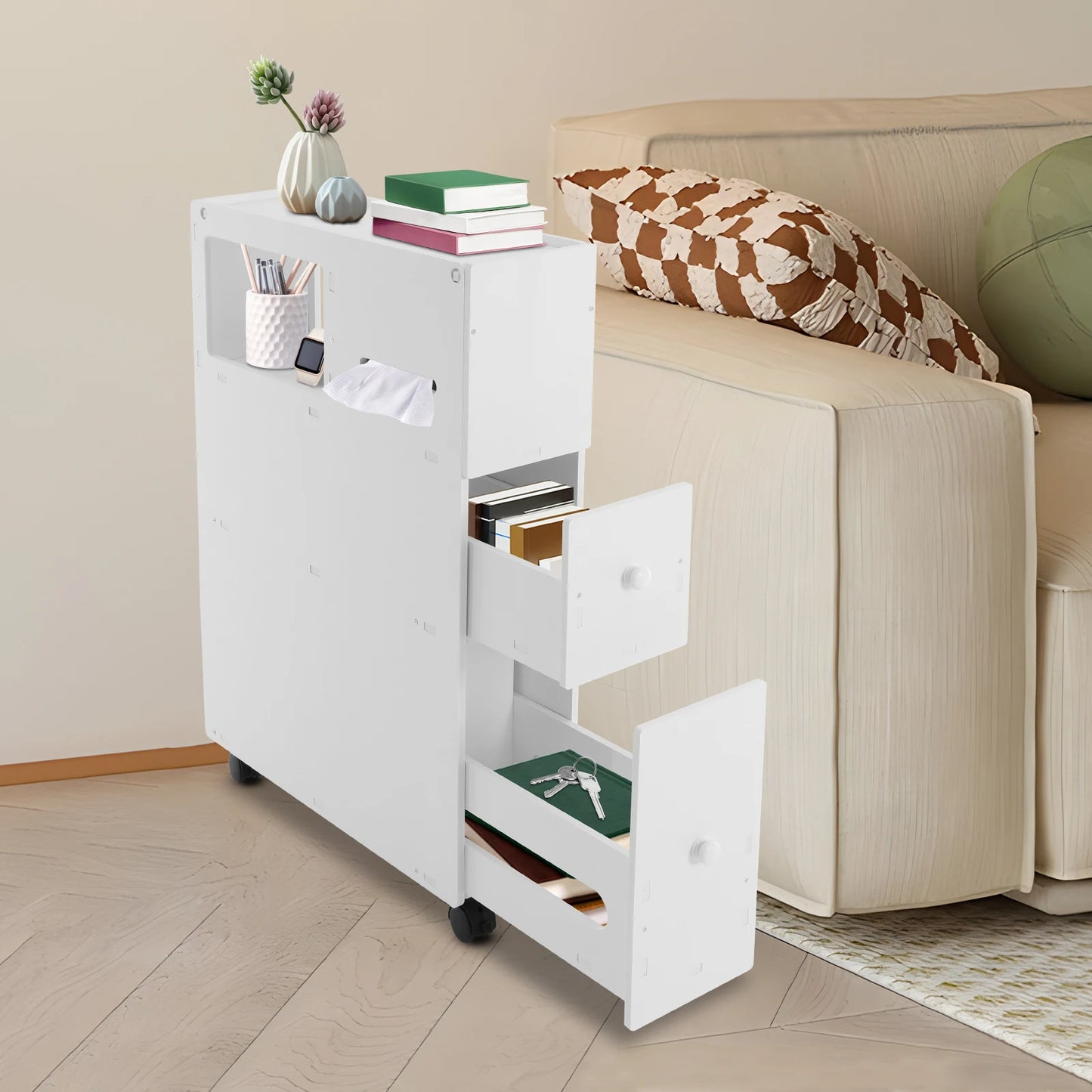 Bathroom Storage Cabinet, Narrow Floor Storage Cabinet, Storage Cabinet with Drawers