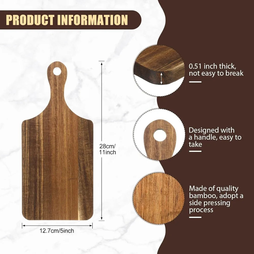 6 Pcs Cutting Board Bulk Kitchen Thicken Chopping Platter with Handles Wooden Charcuterie Serving Trays Blank Wood Boards for En