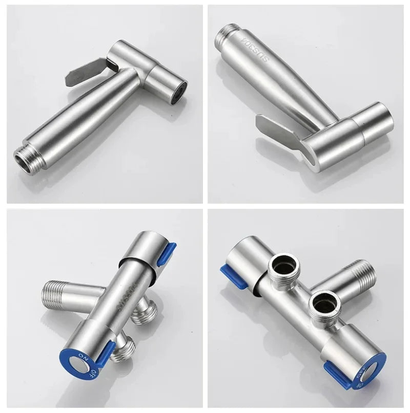 Toilet cleaning gun set one inlet and two outlet angle valve booster gun bathroom