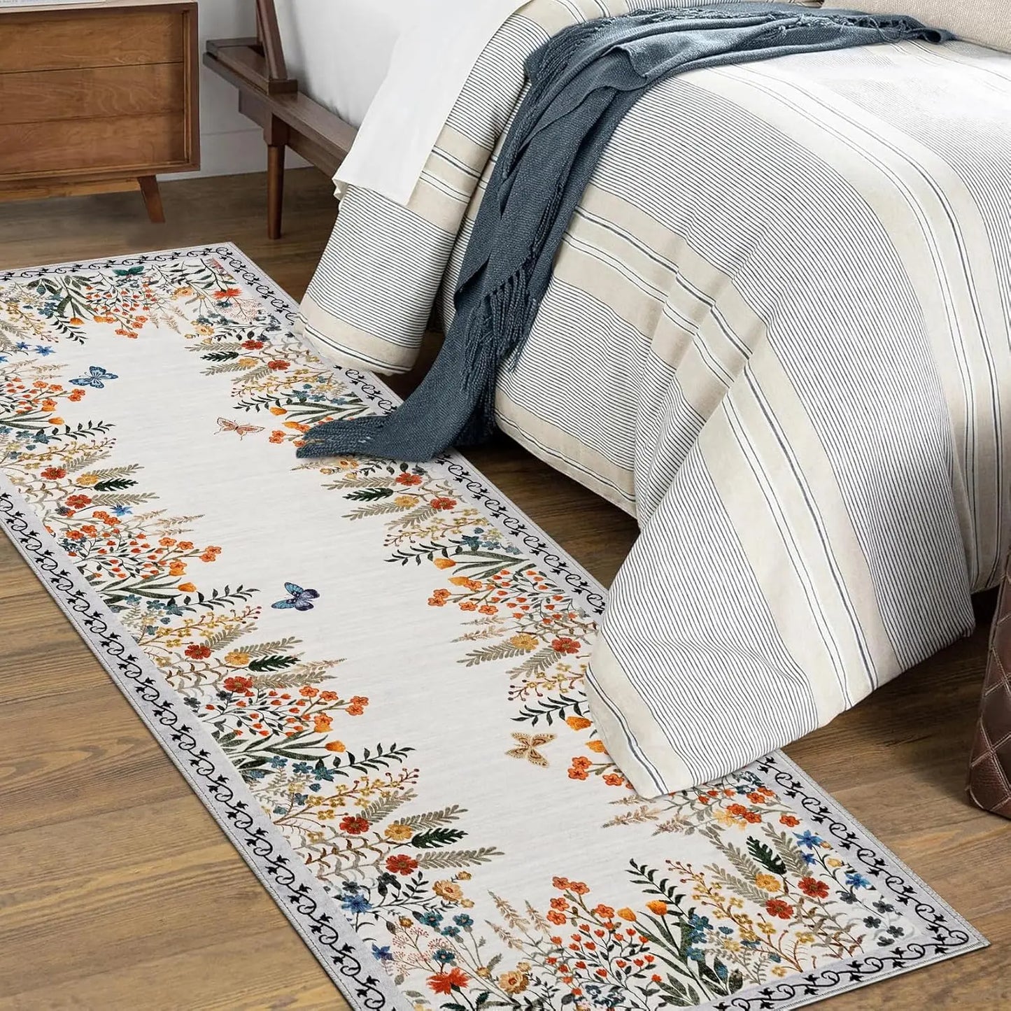 Washable Area Rugs for Living Room, Non-Slip Floral Rugs for Bedroom, Runner Rugs for Hallway, Area Rug Carpet for Dining Room