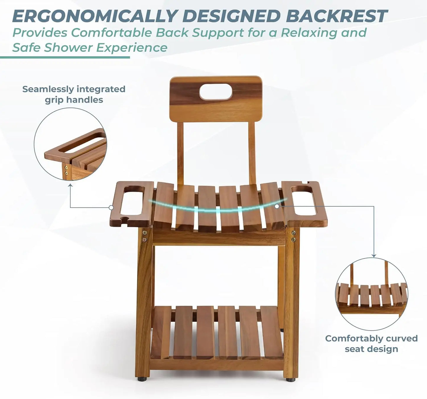 23.4 Inch Shower Chair With Backrest Heavy Duty 450 Lb