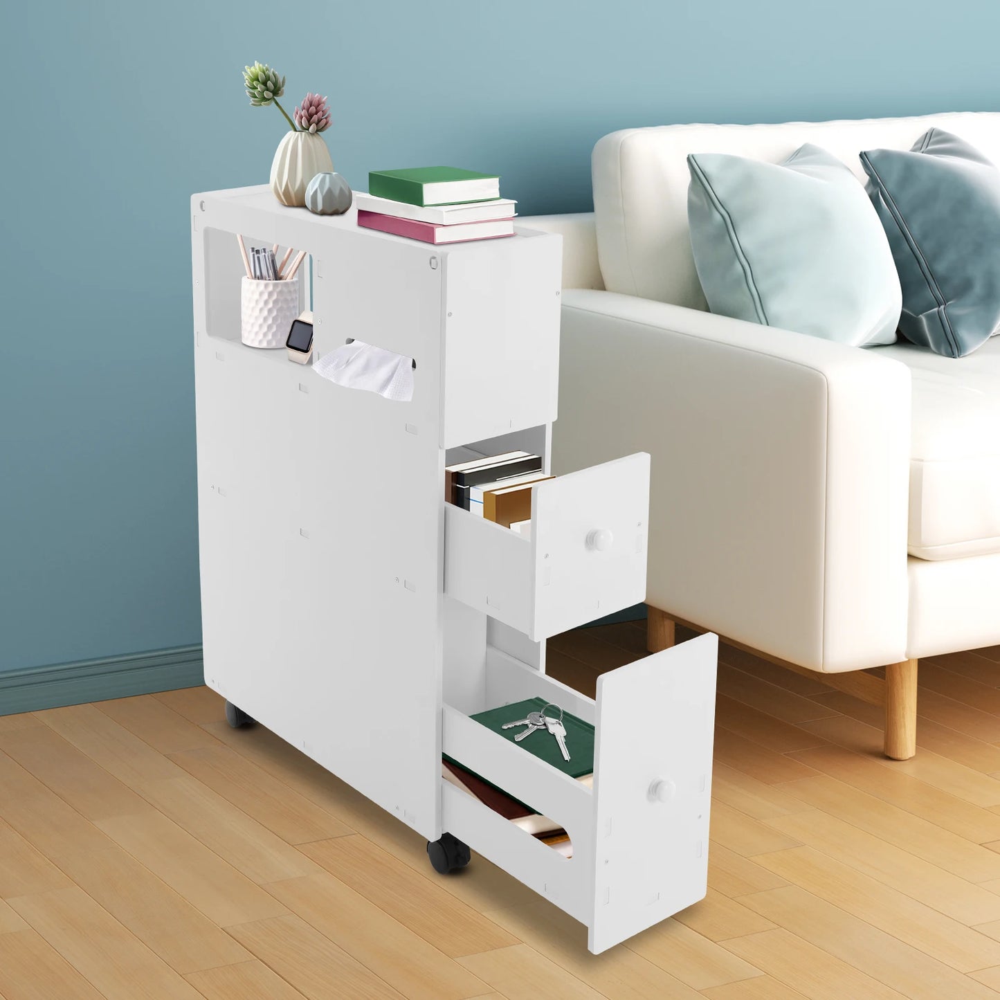 Bathroom Storage Cabinet, Narrow Floor Storage Cabinet, Storage Cabinet with Drawers