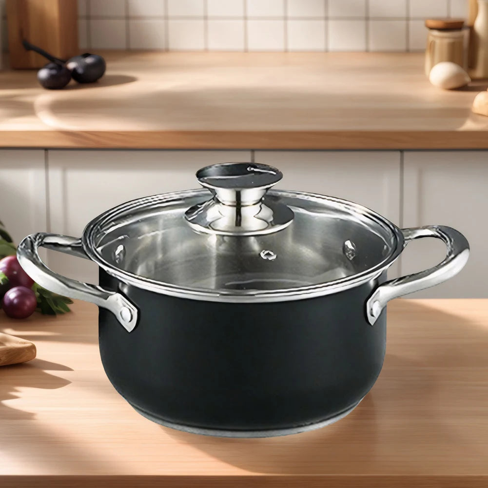 8Pcs Household Pot Set with Glass Lid Stainless Steel Cookware Set Leak Proof Universal Cooking Pot Combination