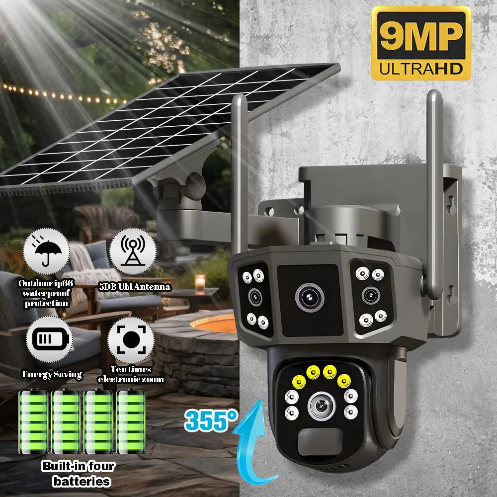 9MP 4K IP Camera Dual Lens WiFi PTZ Panoramic Surveillance