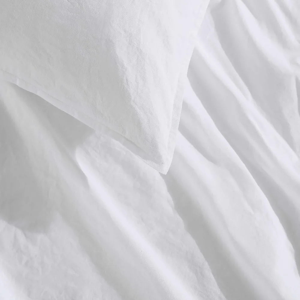 Cotton Washed Percale Duvet Cover Set, Modern Bedding with Matching Shams, Cozy Home Decor