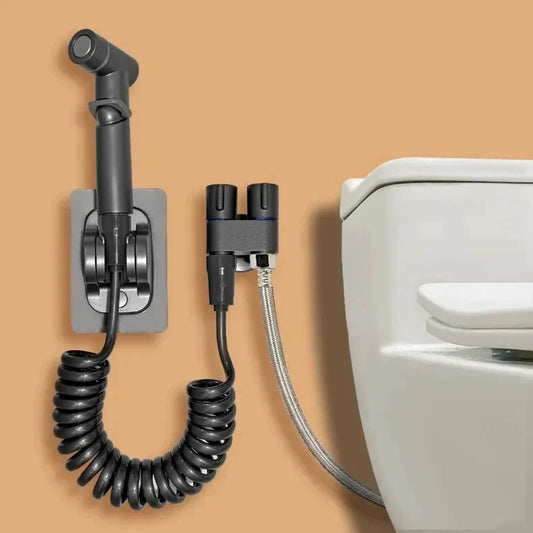 Toilet cleaning gun set one inlet and two outlet angle valve booster gun bathroom