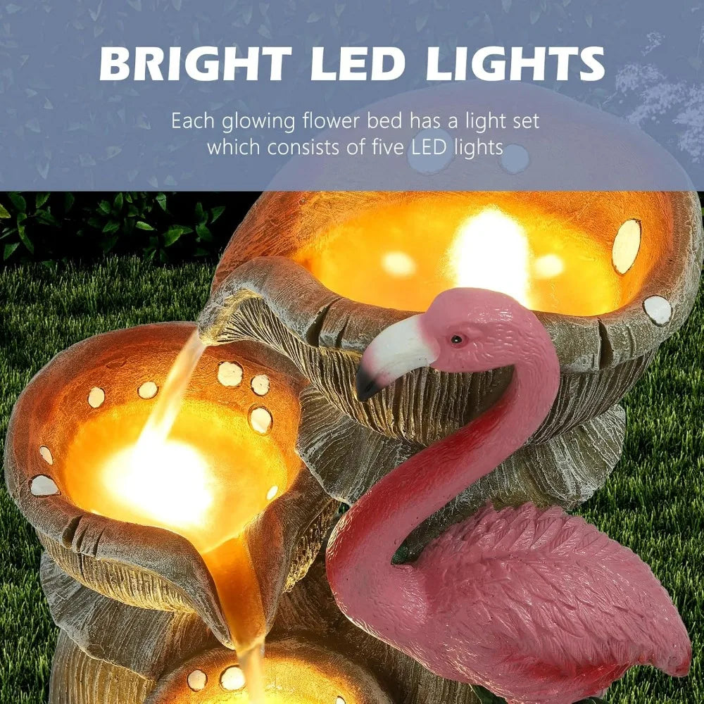5 Tier Water Feature Fountain Flamingo Cascading LED