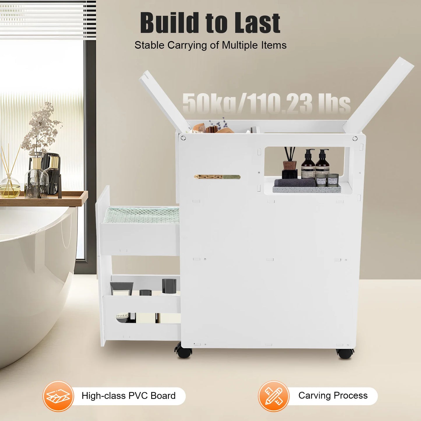 Bathroom Storage Cabinet, Narrow Floor Storage Cabinet, Storage Cabinet with Drawers