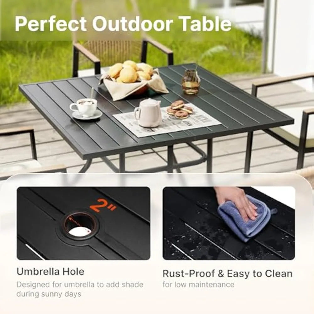Angduo Five Piece Patio Dining Set Rattan Table Chairs