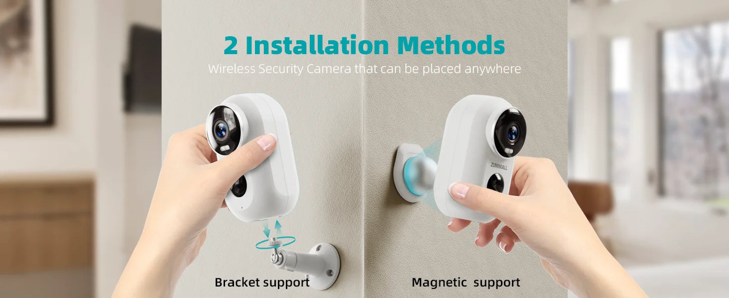 ZUMIMALL APP F5 Security Cameras Wireless Outdoor with Magnetic Mount