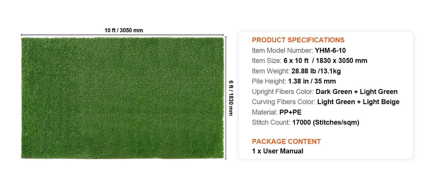 Artificial Grass Rug Outdoor Door Mat Drainage Holes Patio
