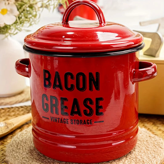 Enamel Oil Pot With Lid Rust Resistant Large Capacity