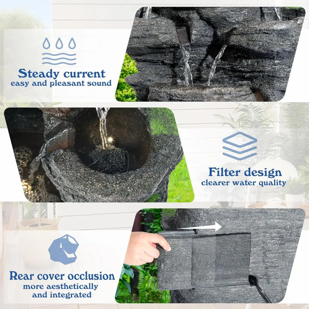 Garden Waterfall Fountain Outdoor - Water Fountains and Waterfalls, Outdoor