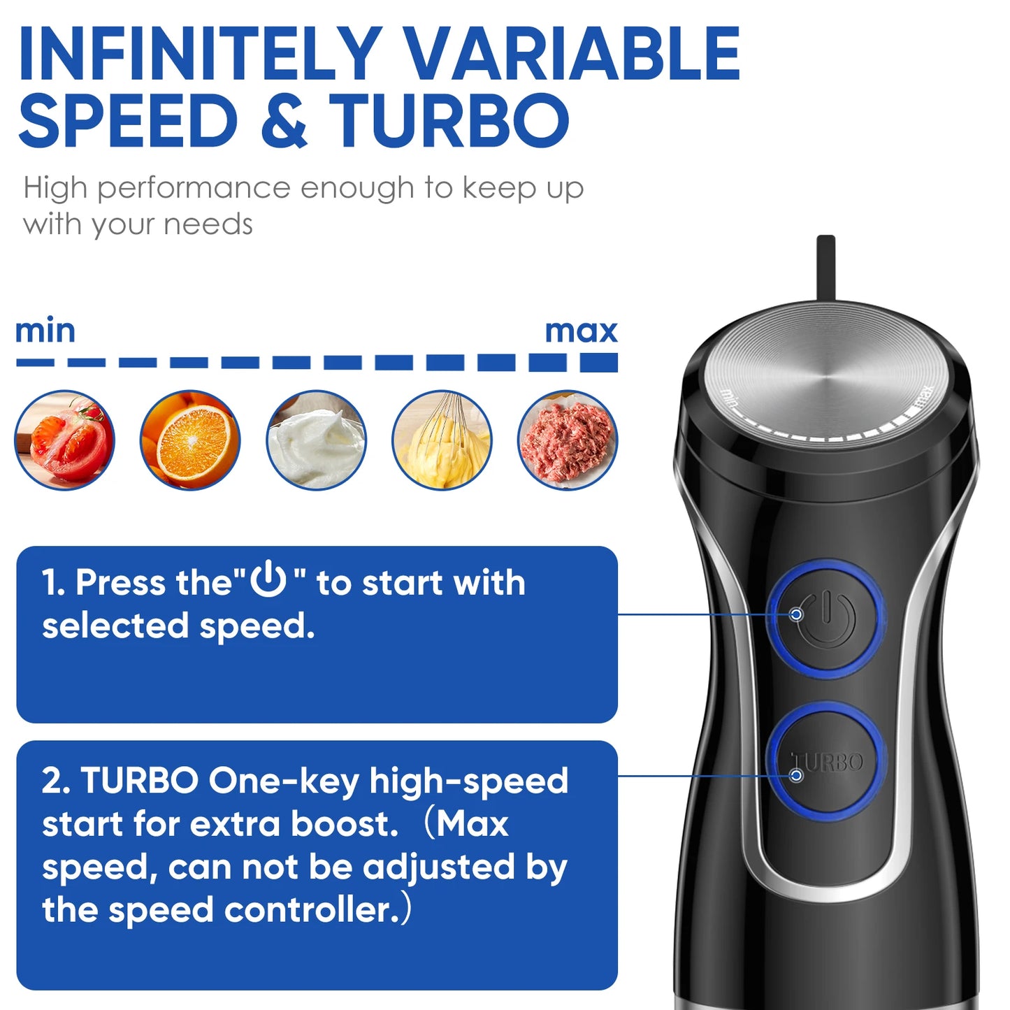 BioloMix 5 in 1 Immersion Hand Blender,1500W Blender with 304 Stainless Steel Blade, Food Processor, Smoothies