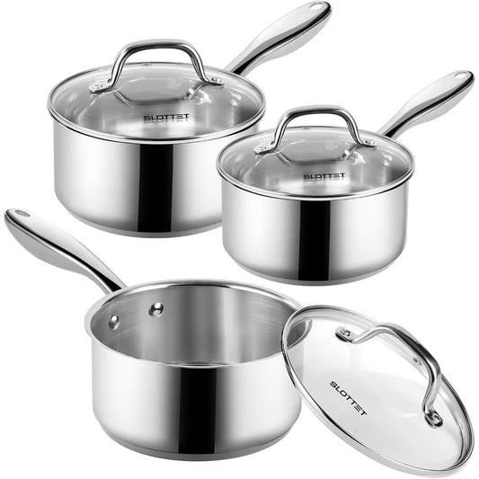 Stainless Steel Sauce Pan Set 1 Qt 2 Qt 3 Qt Induction