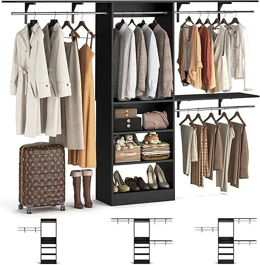 Eight Foot Closet System With Shelves And Hanging Rods