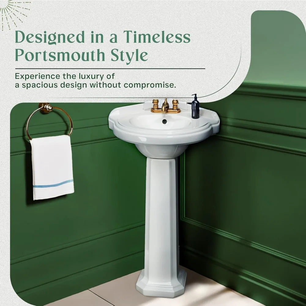 Renovators Supply Portsmouth Corner Pedestal Sink White