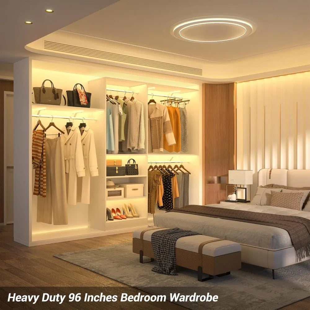 Eight Foot Closet System With Shelves And Hanging Rods
