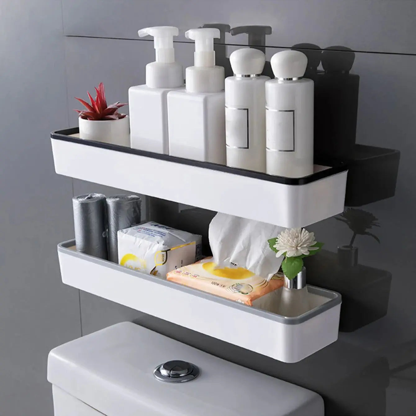 Wall Mounted Toilet Storage Cabinet Rack White Organizer