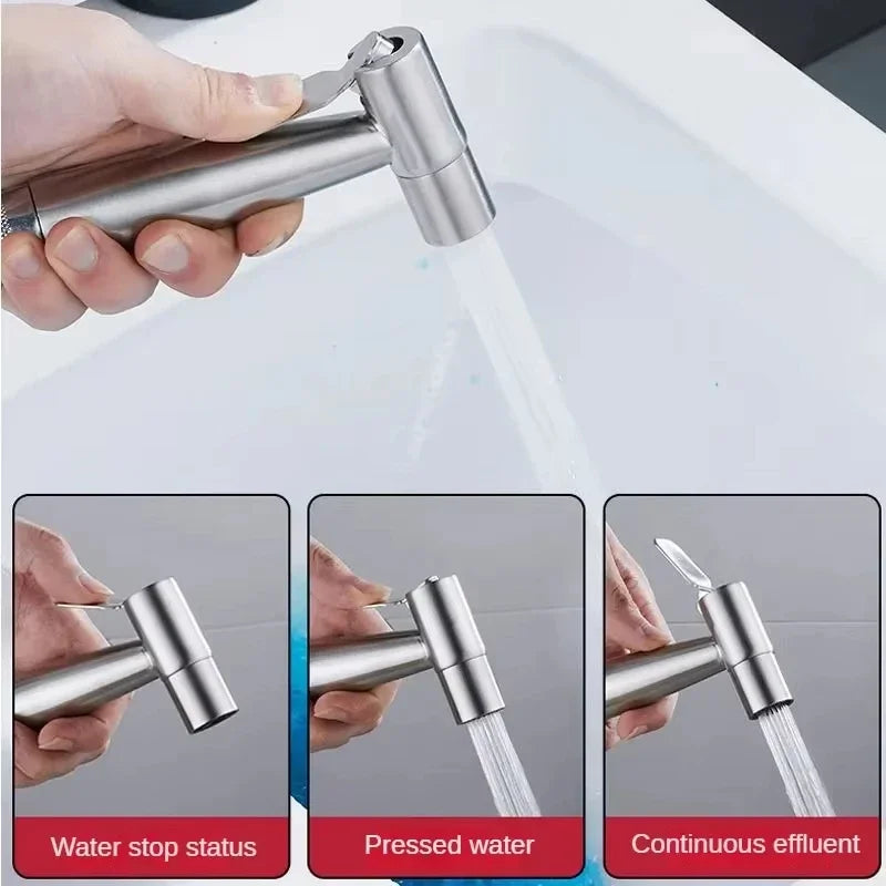 Toilet cleaning gun set one inlet and two outlet angle valve booster gun bathroom