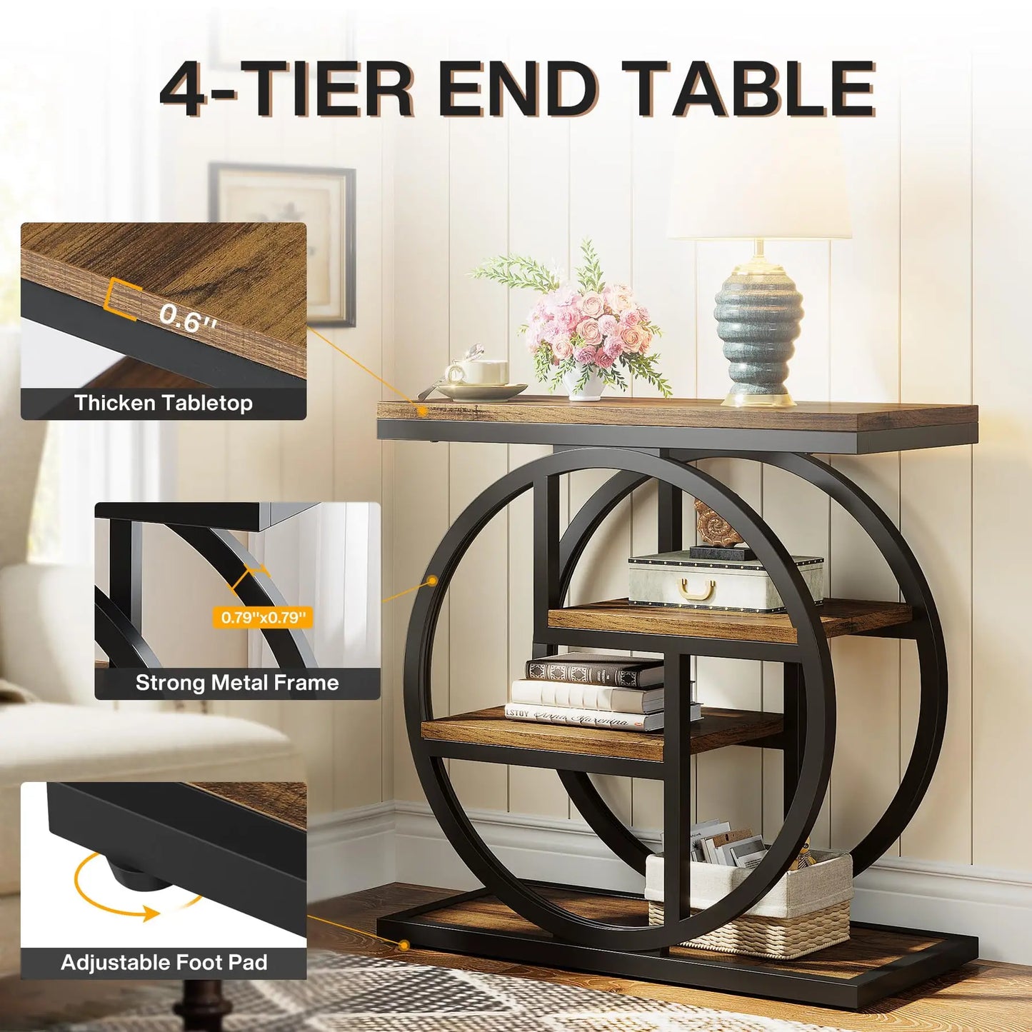Tribesigns End Table With Storage Shelves Living Room Wood