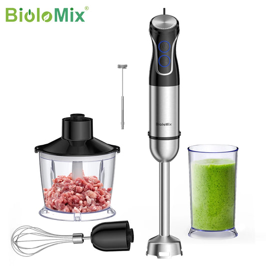 BioloMix 5 in 1 Immersion Hand Blender,1500W Blender with 304 Stainless Steel Blade, Food Processor, Smoothies