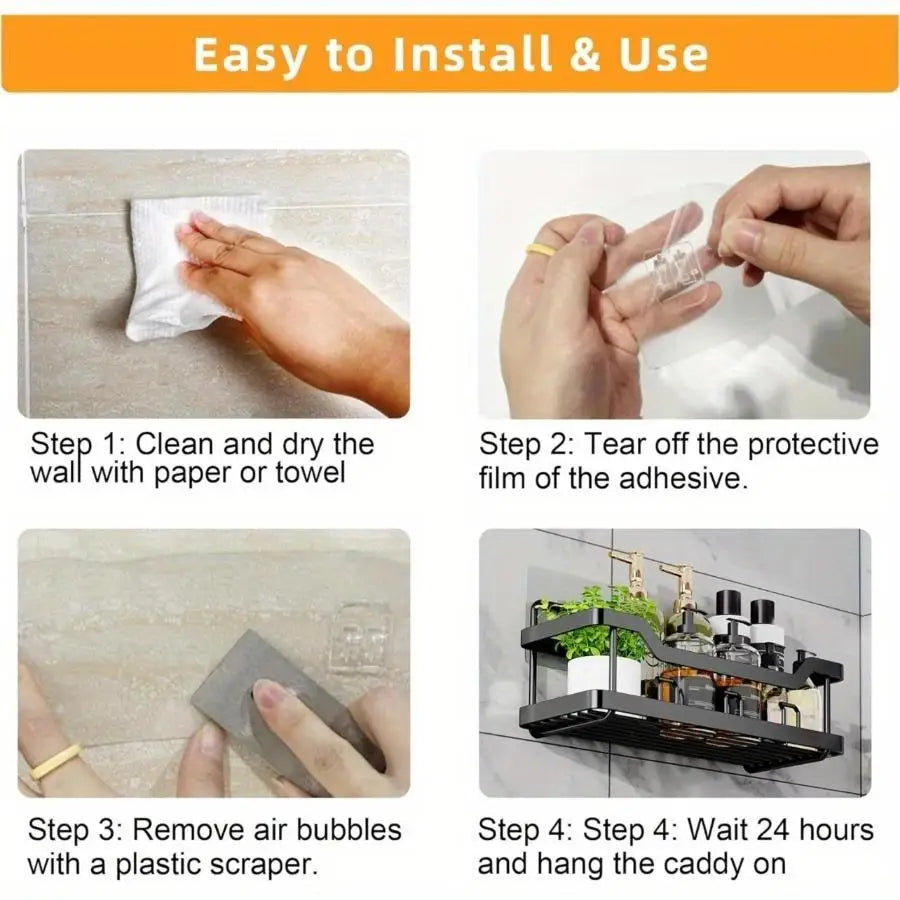Rustproof Stainless Steel Adhesive Shower Caddy No Drilling
