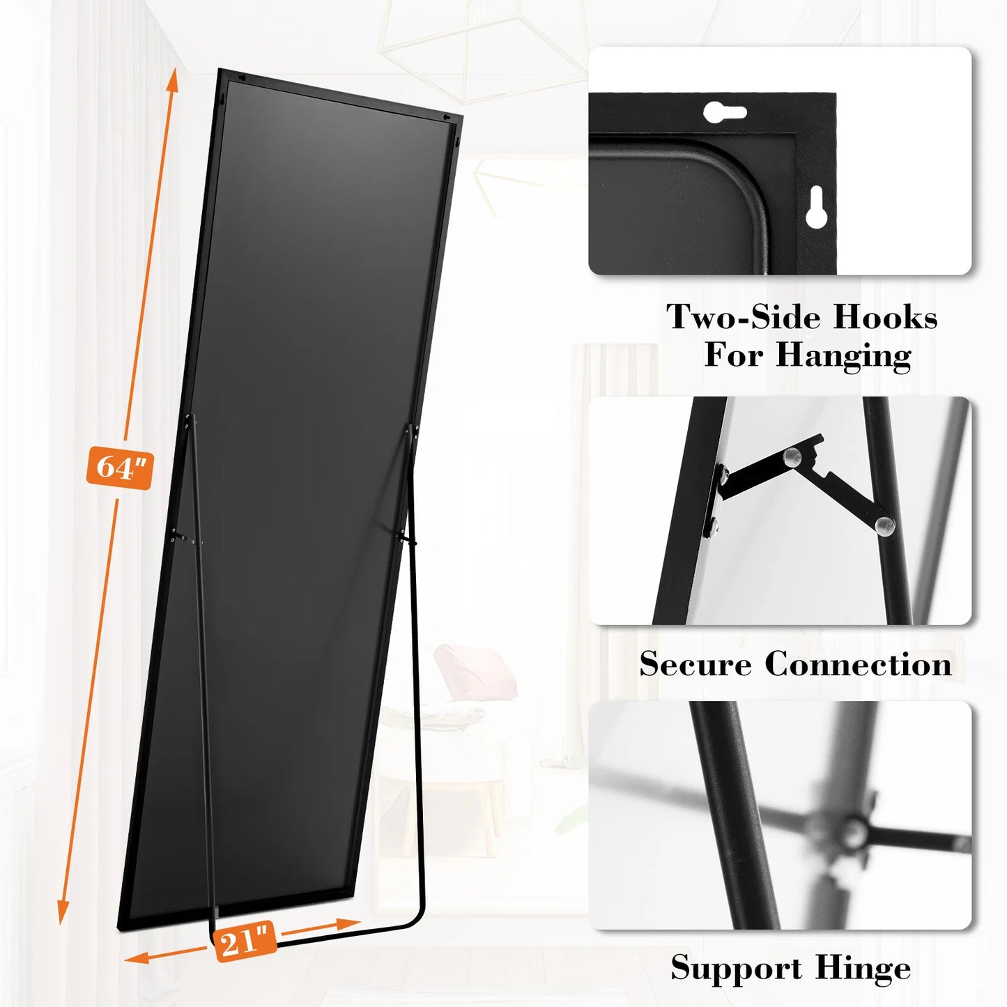 JHK 64"x21" Full Body Wall Mirror Standing Hanging or Leaning Wall-Mounted Mirrors