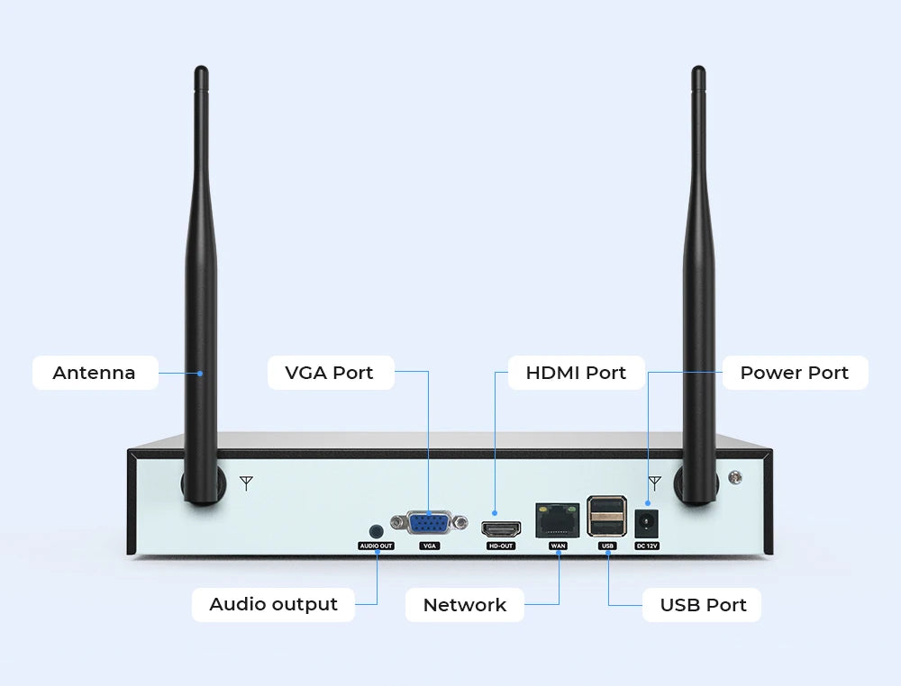H View 8CH 5MP Wireless Security Camera System NVR Kit