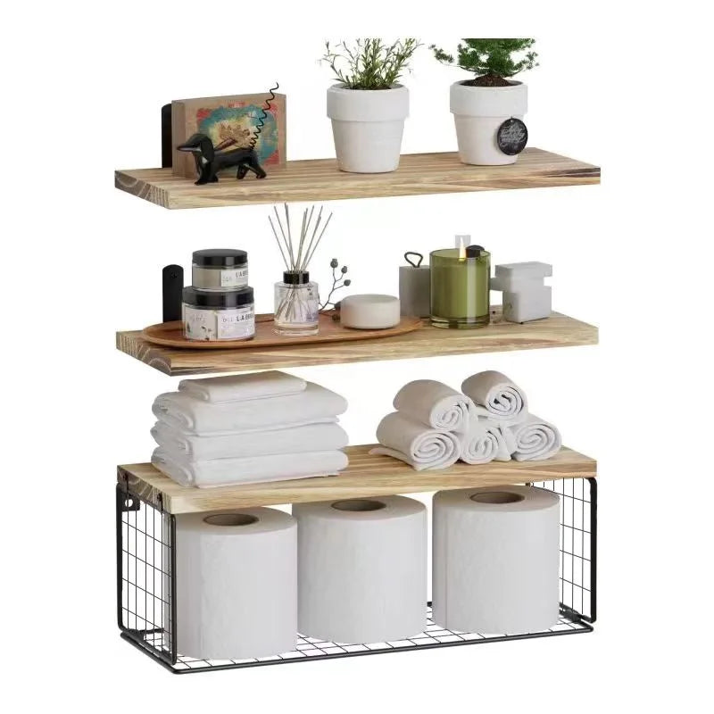 Wall Mounted Floating Shelves 3 Wood Bathroom Shelves Farmhouse Floating Shelf