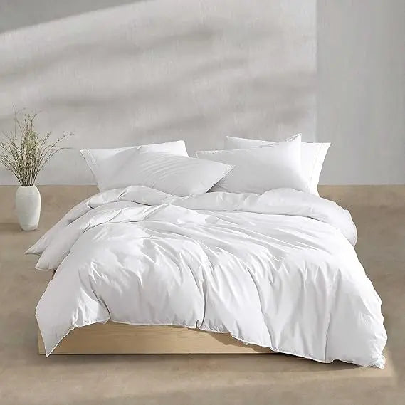 Cotton Washed Percale Duvet Cover Set, Modern Bedding with Matching Shams, Cozy Home Decor