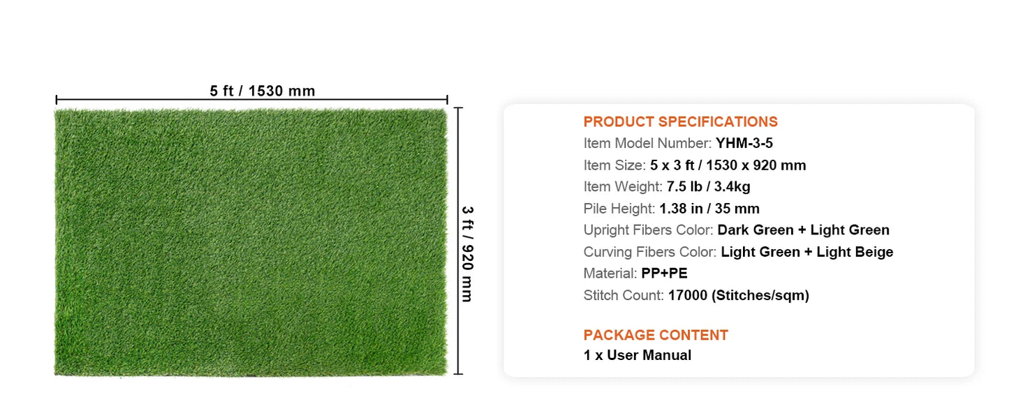 Artificial Grass Rug Outdoor Door Mat Drainage Holes Patio