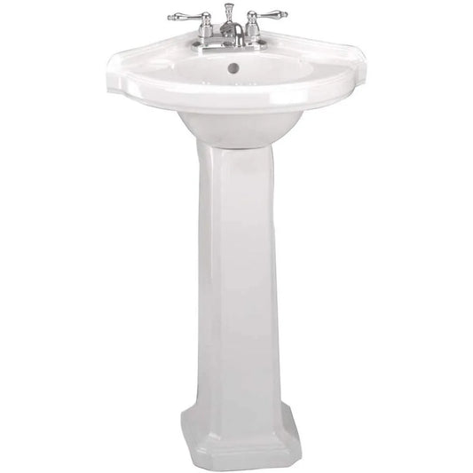 Renovators Supply Portsmouth Corner Pedestal Sink White