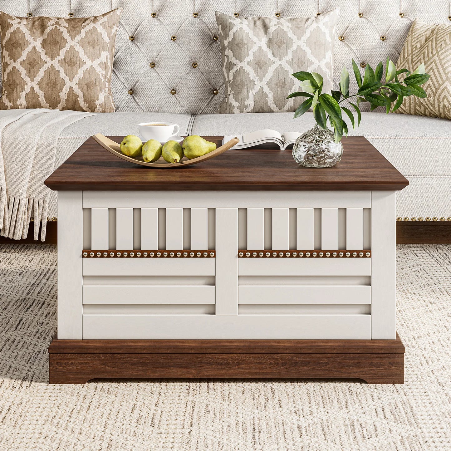 31.5" Farmhouse Lift Top Coffee Table with Large Hidden Storage Compartment for Living Room
