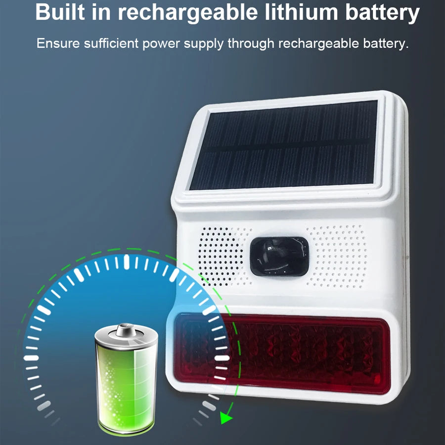 PGST Outdoor Solar Sound And Light Alarm With A Motion Sensor Blares At 100 Decibels,433MHz,For Home Anti-Theft,home Security