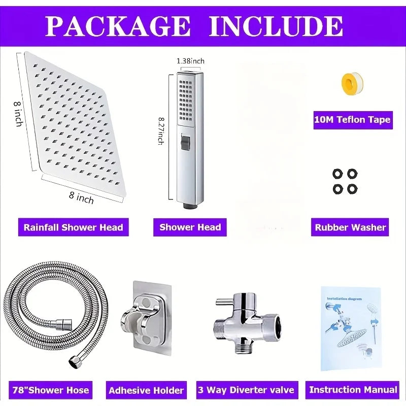 12 Inch Rain Shower Head And Handheld Water Saving System