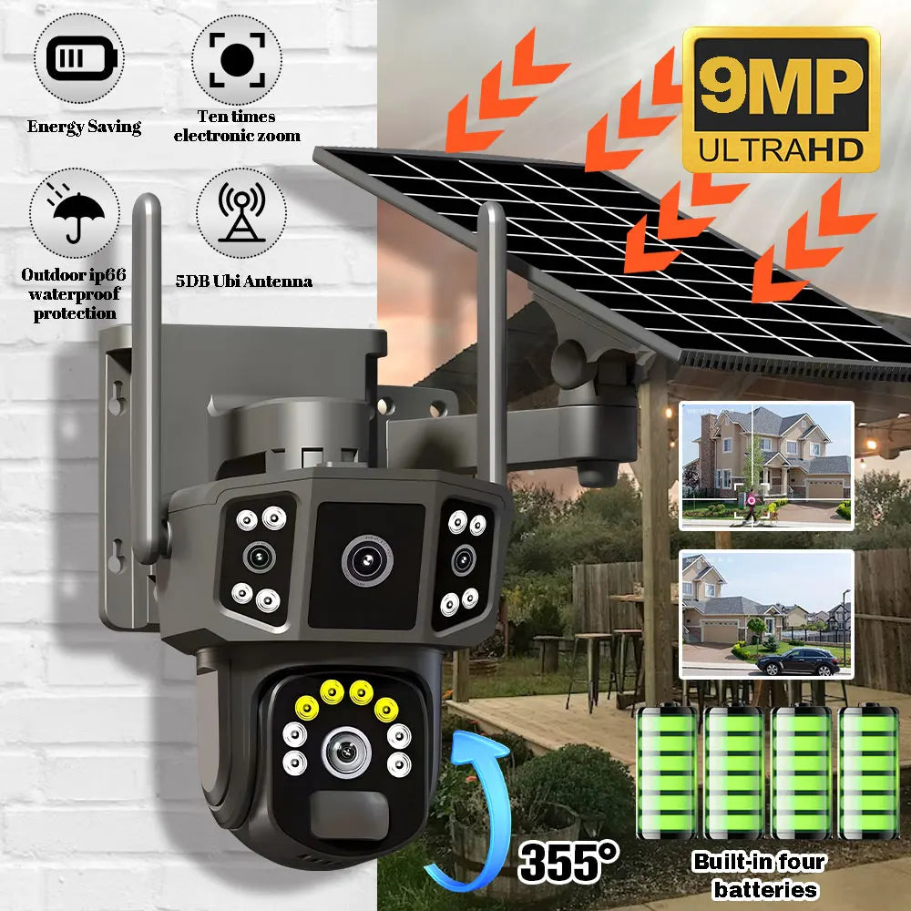 9MP 4K IP Camera Dual Lens WiFi PTZ Panoramic Surveillance